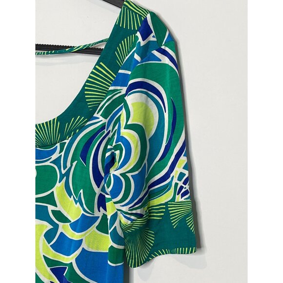 Lucidez Women’s XS (2) Green Blue Boho Shift Mini Dress - Picture 5 of 12